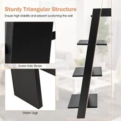 Giantex 4-Tier Wooden Ladder Shelf - Wall Leaning Storage Shelves With Anti-toppling Device, Anti-Falling Baffles, Ladder Bookshelf Organizer For Living Room, Bedroom, Small Place, Black 15 Giantex 4-Tier Wooden Ladder Shelf - Wall Leaning Storage Shelves With Anti-toppling Device, Anti-Falling Baffles, Ladder Bookshelf Organizer For Living Room, Bedroom, Small Place, Black -Amazon Store 41GOSTBSkvL