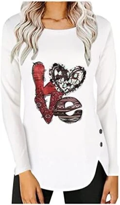 Long Sleeve Shirts For Women,Scoop Neck Fashion Letter Print Pullover Solid Color Basic Tops Slim Fit Tunic Tops -Amazon Store 41GUmfnIwpL. AC