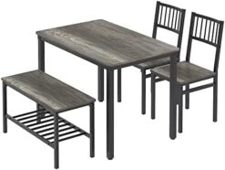 Teraves Dining Table Set For 4/Computer Desk,Kitchen Table With 2 Chairs And A Bench,Table And Chairs Dining Set 4 Piece Set For Dining Room (Black Oak+Black Frame, 110CM) 20 Teraves Dining Table Set For 4/Computer Desk,Kitchen Table With 2 Chairs And A Bench,Table And Chairs Dining Set 4 Piece Set For Dining Room (Black Oak+Black Frame, 110CM) -Amazon Store 41GVsy234ML. AC 1