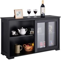 Giantex Buffet Sideboard, Wood Credenza With Sliding Doors, Storage Cabinet With Adjustable Shelf, Modern Console Table, Kitchen Cupboard, Buffet Pantry, Living Room Dining Room Furniture (Black) -Amazon Store 41GaIoymJL. AC