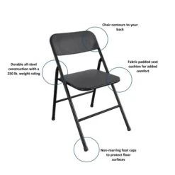 CoscoProducts COSCO Premium 5-Piece Table & Chair Dining Set, With 34" Vinyl Top Card Table And 4 Fabric Padded Seat & Back Folding Chairs, Black 13 CoscoProducts COSCO Premium 5-Piece Table & Chair Dining Set, With 34" Vinyl Top Card Table And 4 Fabric Padded Seat & Back Folding Chairs, Black -Amazon Store 41GbQFYcQNL