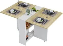 Tiptiper Folding Dining, Versatile Dinner Table With 6 Wheels And 2 Storage Racks, Space Saving Kitchen, Dining Room Table -Amazon Store 41Gcjn7MDXL. AC