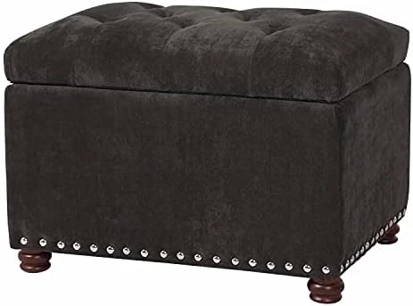 Joveco 24" Ottoman With Storage For Living Room Rectangular Fabric Tufted Bench Footrest - Light Grey 14 Joveco 24" Ottoman With Storage For Living Room Rectangular Fabric Tufted Bench Footrest - Light Grey - Image 12