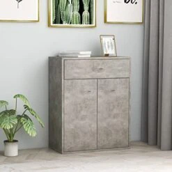 Youuihom Sideboard Kitchen Storage Cabinets Tool Cabinets Decorative Cabinets Concrete Gray 23.6"x11.8"x29.5" Engineered Wood Suitable For Office, Home, Garage, Dining Room