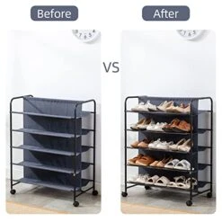 UHSTORAGE Shoe Rack With Rolling Wheels, Double Capacity Casual Shoe Rack Organizer Up To 30 Pairs, 5 Tier Vertical Durable Fabric Shoes Storage With Metal Frame, Grey (Dark Grey) 11 UHSTORAGE Shoe Rack With Rolling Wheels, Double Capacity Casual Shoe Rack Organizer Up To 30 Pairs, 5 Tier Vertical Durable Fabric Shoes Storage With Metal Frame, Grey (Dark Grey) -Amazon Store 41GhWVoICeL