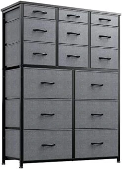 EnHomee Dresser For Bedroom With 15 Drawers, Tall Dressers For Bedroom With Heavy Duty Wood And Metal, Large Bedroom Dressers & Chest Of Drawers For Bedroom, Closets, Living Room, Black Wood Grain -Amazon Store 41Gj60PIGdL. AC