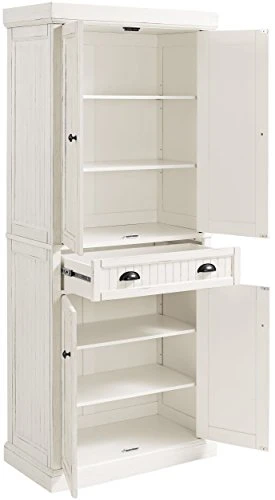 Crosley Furniture Seaside Kitchen Pantry Cabinet - Distressed White 7 Crosley Furniture Seaside Kitchen Pantry Cabinet - Distressed White - Image 5