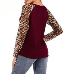 Womens Tops Dressy Casual,Leopard Print Long Sleeve Fashion Solid Color Patchwork Crew Neck Top Sports Top -Amazon Store 41GnnTmfRyL