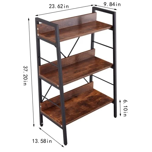 GOAWGO Bookshelf Ladder, Living Room Wood And Metal Stairs Freestanding Display Plant Bookshelves, Home Office, Living Room, Bedroom, Kitchen, Rustic Brown (Three Layers) 5 GOAWGO Bookshelf Ladder, Living Room Wood And Metal Stairs Freestanding Display Plant Bookshelves, Home Office, Living Room, Bedroom, Kitchen, Rustic Brown (Three Layers) - Image 3