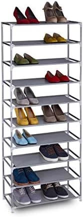 Relaxdays Fabric 10 Levels For 30 Pairs, Shoe Rack Height 150 X Width 62 X Depth 28 Cm, Grey, 1 Item 11 Relaxdays Fabric 10 Levels For 30 Pairs, Shoe Rack Height 150 X Width 62 X Depth 28 Cm, Grey, 1 Item - Image 9