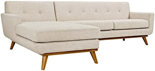 Modway Engage Mid-Century Modern Upholstered Fabric Right-Arm Chaise In Beige 10 Modway Engage Mid-Century Modern Upholstered Fabric Right-Arm Chaise In Beige - Image 8
