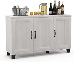 Giantex Buffet Cabinet Kitchen Storage Cupboard - 3 Door Sideboard With Adjustable Shelves, Cable Management Holes, Anti-Tipping Kits, Coffee Bar Console Cabinet For Living Room (Brown) -Amazon Store 41GwivU0IsL. AC