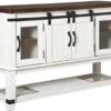 Signature Design By Ashley Valebeck Farmhouse -Dining Room Server Or Buffet, White & Brown -Amazon Store 41H27kXmxfL