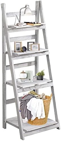 NO MORE TAG 4-Tier Ladder Shelf,Wood Ladder Bookshelf,Leaning Bookshelf With Storage Space,Ladder Shelf Book Storage Shelf Organizer,Flower Display Multi-Functional Shelves,White 8 NO MORE TAG 4-Tier Ladder Shelf,Wood Ladder Bookshelf,Leaning Bookshelf With Storage Space,Ladder Shelf Book Storage Shelf Organizer,Flower Display Multi-Functional Shelves,White - Image 6