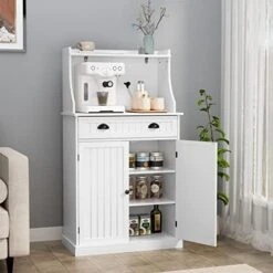 HOLTICO 54" Freestanding Kitchen Pantry Storage Cabinet With Doors And Adjustable Shelves, Microwave Oven Stand With Drawer For Kitchen, Bathroom Or Hallway, White -Amazon Store 41H7EsWxx0L. AC