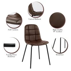 Thksbought Modern Chairs PU Leather Dining Chairs With Legs For Kitchen Living Room (Set Of 2 Dark Brown) -Amazon Store 41HBb7QejvL