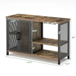 WiberWi Buffet Cabinet Coffee Bar Table Storage Cabinet, Farmhouse Buffet Station Sideboard With Liquor And Glasses Rack, Credenza Cupboard For Kitchen Dining Living Room, Rustic Brown -Amazon Store 41HG9FqEbiL