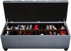 MJL Furniture Designs Sole Secret Tufted Ottoman, Bedroom Entryway Bench With Shoe Storage Slots, Stores Up To 36 Pairs, Large, Balboa Sand -Amazon Store 41HGQbsqQUL. AC
