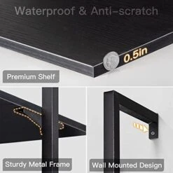 ODK 5-Tier Ladder Shelf, 74 Inches Wall Mounted Ladder Bookshelf With Metal Frame, Open Industrial Shelves For Home Office, Bedroom And Living Room, Black 20 ODK 5-Tier Ladder Shelf, 74 Inches Wall Mounted Ladder Bookshelf With Metal Frame, Open Industrial Shelves For Home Office, Bedroom And Living Room, Black -Amazon Store 41HL6dNxsUL