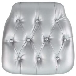 Flash Furniture Ghost Side Chair In Transparent Crystal & Hard Silver Tufted Vinyl Chiavari Chair Cushion
