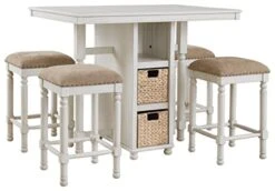 Signature Design By Ashley Robbinsdale RECT DRM Counter TBL Set(5/CN), 45"W X 32"D X 36"H, Whitewash