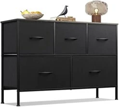 WLIVE Dresser For Bedroom With 5 Drawers, Wide Chest Of Drawers, Fabric Dresser, Storage Organizer Unit With Fabric Bins For Closet, Living Room, Hallway, Nursery, Dark Grey -Amazon Store 41HWlieiL6L. AC