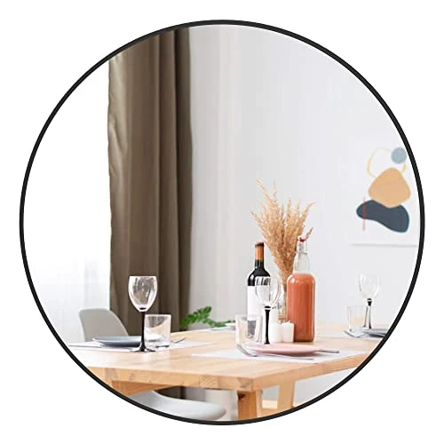 UMZODO 30 Inch Circle Wall Mirror, Brushed Black Metal Framed Round Mirror For Bathroom Vanity, Bedroom Decor, Living Room, Entryway 3 UMZODO 30 Inch Circle Wall Mirror, Brushed Black Metal Framed Round Mirror For Bathroom Vanity, Bedroom Decor, Living Room, Entryway