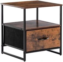 Duhome Storage Dresser With 4 Drawers, 3 Shelves, Fabric Drawer Dresser For Bedroom Living Room, End Table With Wooden Top And Front, Brown And Black -Amazon Store 41HYGyZa1fL. AC