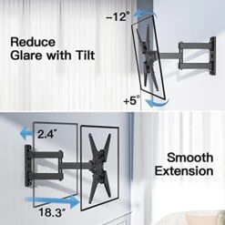 PERLESMITH Full Motion TV Wall Mount For 26-60 Inch TVs, TV Mount With Articulating Arms Swivels Tilt Extension - Wall Mount TV Brackets VESA 400x400 Fits LED LCD OLED 4K TVs Up To 70 Lbs 11 PERLESMITH Full Motion TV Wall Mount For 26-60 Inch TVs, TV Mount With Articulating Arms Swivels Tilt Extension - Wall Mount TV Brackets VESA 400x400 Fits LED LCD OLED 4K TVs Up To 70 Lbs -Amazon Store 41HYPEtXuQL