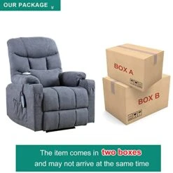 OBBOLLY Power Lift Recliner Chair For Elderly, Massage Chair Recliner With Heat, Linen Fabric Lazy Sofa Chairs With Cup Holders, USB, Side Pockets For Living Room -Amazon Store 41HgYqd5q7L