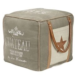 Deco 79 Canvas Square Pouf With Leather Handles, 21" X 21" X 17", Gray 13 Deco 79 Canvas Square Pouf With Leather Handles, 21" X 21" X 17", Gray -Amazon Store 41Hp5SUWWAS