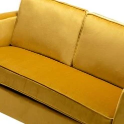 HULALA HOME Modern Velvet Loveseat Sofa With Gold Legs, Comfy Upholstered Small Love Seat Couch With Removable Cushions, 2-Seater Sofa For Living Room Bedroom, Mustard -Amazon Store 41Hqtf7ywGL