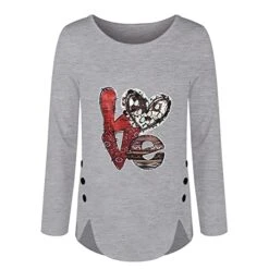 Long Sleeve Shirts For Women,Scoop Neck Fashion Letter Print Pullover Solid Color Basic Tops Slim Fit Tunic Tops -Amazon Store 41Hs4Y4LgcL
