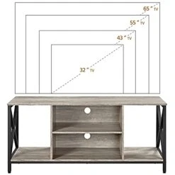 Yaheetech TV Stand For 65 Inch TV Console Table With Storage Shelves Cabinet, 55" Wood Entertainment Center For Living Room, Industrial Modern Style TV Cabinet For Flat Screens, Gray -Amazon Store 41HsB1RSDTS