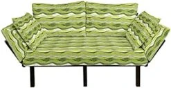 Ambesonne Striped Futon Couch, Retro Wavy Leaf Lines With Digital Effects Unusual Repeating Fresh Floral Essence Print, Daybed With Metal Frame Upholstered Sofa For Living Dorm, Loveseat, Green -Amazon Store 41HvUfqcqRL. AC