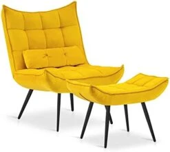 MCombo Accent Chair With Ottoman, Velvet Modern Tufted Wingback Club Chair, Upholstered Leisure Chairs With Metal Legs For Bedroom Living Room 4079 (Burgundy) 23 MCombo Accent Chair With Ottoman, Velvet Modern Tufted Wingback Club Chair, Upholstered Leisure Chairs With Metal Legs For Bedroom Living Room 4079 (Burgundy) -Amazon Store 41HxmEkQJPL. AC