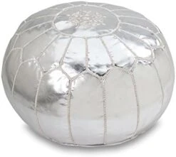 Mina Stuffed Moroccan Leather Pouf Ottoman, 20" Diameter And 13" Height (Brown) -Amazon Store 41HyFr0FEdL. AC