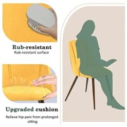 FurnitureR Mid-Century Dining Room Chairs Set Of 2, Side Chair Velvet Upholstered Seat With Metal Frame, Yellow -Amazon Store 41I0Nl2seVL