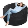 Anuwaa Bean Bag Chair Cover - Soft Suede Fabric Bean Bag Cover, Washable Lazy Sofa Bed Cover, Sack Bean Bag Chair For Adults And Teens, Living Room Furniture, 4ft Black(Cover Only, No Filler)
