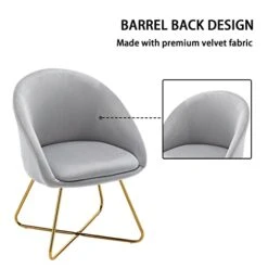 Altrobene Mid-Century Accent Chairs Set Of 2, Velvet Dinging Chair, Living Room Bedroom Chair Set, Golden Finished, Grey -Amazon Store 41I4sN1NTbL