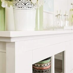 Walker Edison Charlotte Classic Glass Door Storage Buffet, 52 Inch, White -Amazon Store 41IEVTJi24L