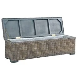 VidaXL Solid Mango Wood Storage Box Trunk Bed End Bench Living Room Home Furniture Interior Bedroom Hallway Wooden Black Kubu Rattan -Amazon Store 41IMhD3ISuL