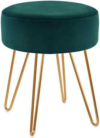 Duhome Velvet Ottoman, Makeup Vanity Stool, Contemporary Stool, Mongolian Round Metal Stool, Vanity Stool, Furry Ottoman Stool, Modern Accent Stools, Pink 8 Duhome Velvet Ottoman, Makeup Vanity Stool, Contemporary Stool, Mongolian Round Metal Stool, Vanity Stool, Furry Ottoman Stool, Modern Accent Stools, Pink - Image 6