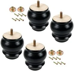 FarBoat 4Pcs 3-1/8" Height Classical Wood Furniture Legs Bun Feet Sofa Coach Feet Replacement For Coffee Table Cabinet TV Stand Chair Dresser -Amazon Store 41ISaYrNsvL. AC