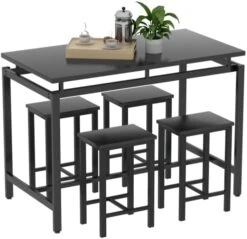 AWQM Bar Table Set,5 Pcs Dining Table Set,Counter Height Table With 4 Chairs,Industrial Kitchen Table And Chairs For 4, Wood Pub Table Set, Dining Room Table Set For Small Spcace,Beige -Amazon Store 41ITDMQBgHL. AC