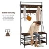 Kinsuite Coat Rack With Bench Storage Shelves, Multifunctional Industrial Entryway Hall Tree With 2-Tier Shoes Shelves And Hooks For Living Room Bedroom Cloakroom, Rustic Brown