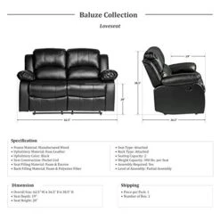 Lexicon Baluze Double Reclining Loveseat, Black 10 Lexicon Baluze Double Reclining Loveseat, Black -Amazon Store 41IZXyFlejL