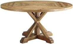 Modway Stitch 59" Rustic Farmhouse Wood Round Kitchen And Dining Room Table, Brown -Amazon Store 41IaP28Aj5L. AC