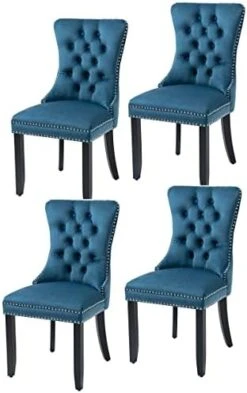 Set Of 2 Dining Chairs Modern For Dining Room Kitchen Accent Side Chair Velvet Button Tufted Padded Cushion Seat And Back (Sapphire Blue) -Amazon Store 41IcR7cGzIL. AC