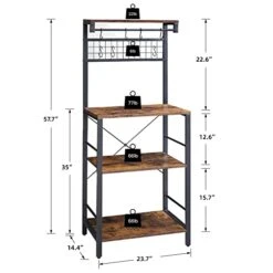 VIMBER Baker's Rack, Microwave Stand, Coffee Bar, 4-Tier Kitchen Storage Rack With 8 Hooks And Metal Frame, And Shelves, For Spices, Pots, And Pans, Rustic Brown And Black UCSJ002V1 10 VIMBER Baker's Rack, Microwave Stand, Coffee Bar, 4-Tier Kitchen Storage Rack With 8 Hooks And Metal Frame, And Shelves, For Spices, Pots, And Pans, Rustic Brown And Black UCSJ002V1 -Amazon Store 41IdO6aqrkL